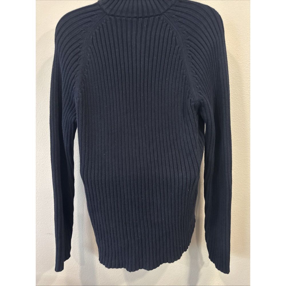 Abercrombie & Fitch Quarter Zip Sweater Men XL Navy Blue Ribbed Muscle Fit - Picture 7 of 9